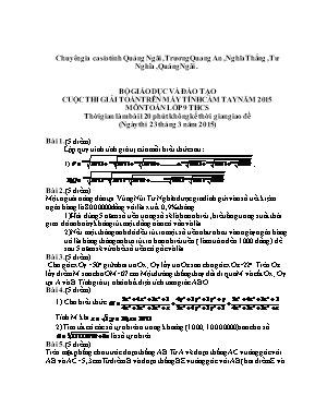 Cuộc thi giải toán trên máy tính cầm tay năm 2015 môn Toán lớp 9 THCS